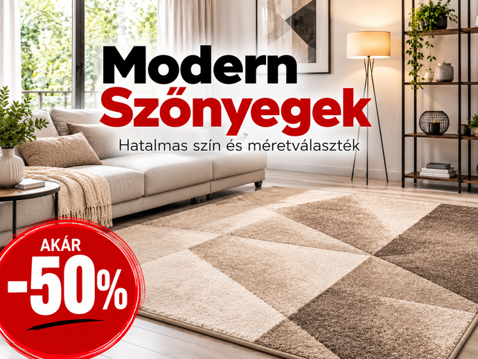 Modern szőnyegek széles szín- és méretválasztékban – bézs, krém és barna mintás szőnyegek akár 50% kedvezménnyel a Szőnyegház kínálatában