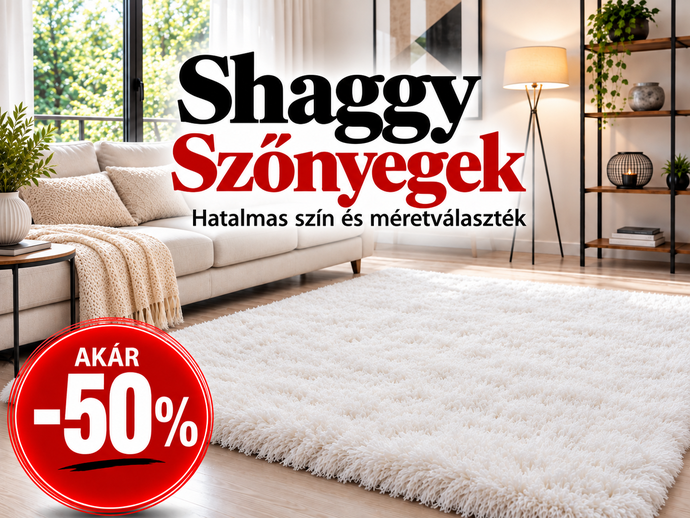Shaggy szőnyegek puha, hosszú szálú kivitelben, széles méret- és színválasztékban, akár 50% kedvezménnyel – Szőnyegház