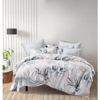 Ágyneműhuzat Aliyah fehér kék pálmás 3 részes