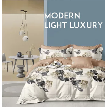 Ágyneműhuzat Aliyah krém szürke csokor 7 részes