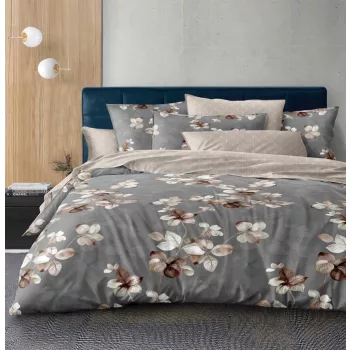 Ágyneműhuzat Aliyah szürke barna levelek 7 részes