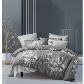 Ágyneműhuzat Aliyah teljes szürke virágok 7 részes