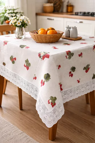 Asztalterítő Pvc Aliz Epres csipkés 122x152cm