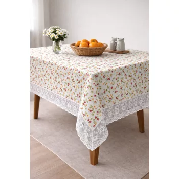   Asztalterítő Pvc Aliz színes apró virágos csipkés 122x152cm