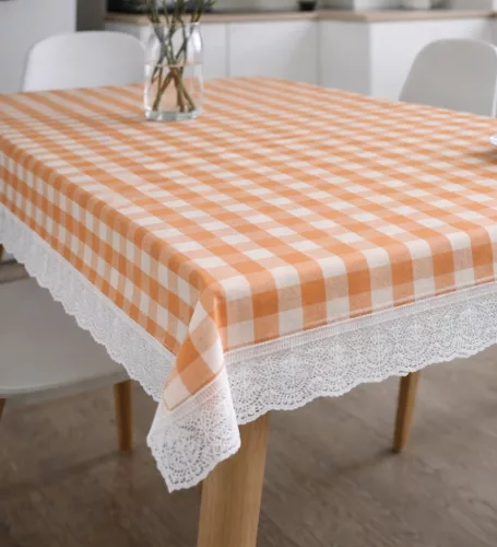 Asztalterítő Pvc Aliz Barack Kockàs csipkés 122x152cm