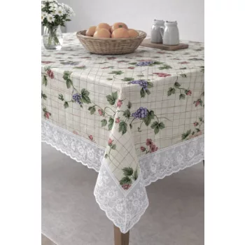 Asztalterítő Pvc Aliz Lila szőlős csipkés 122x152cm