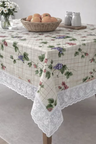 Asztalterítő Pvc Aliz Lila szőlős csipkés 122x152cm