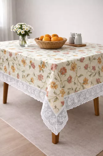 Asztalterítő Pvc Aliz színes Vadvirág csipkés 122x152cm