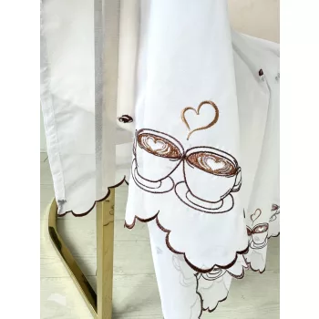   Kész függöny Alíz Konyhai vitrázs Barna Szív Cappuccinos  200x80cm