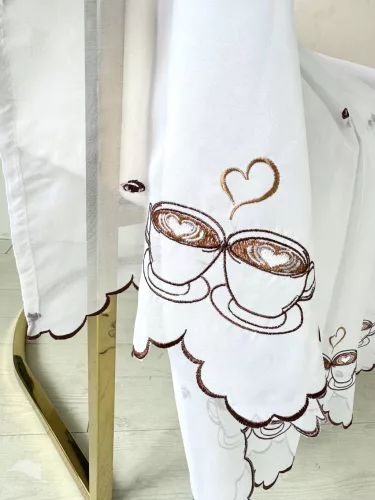 Kész függöny Alíz Konyhai vitrázs Barna Szív Cappuccinos  200x80cm