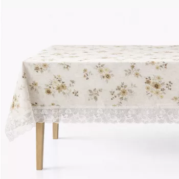   Asztalterítő Pvc Aliz Intarzia Keki zöld virágos csipkés 122x152cm