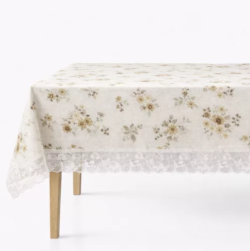 Asztalterítő Pvc Aliz Intarzia Keki zöld virágos csipkés 122x152cm