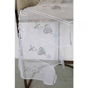 Kész függöny Alíz Konyhai vitrázs voile Szürke Szivecske