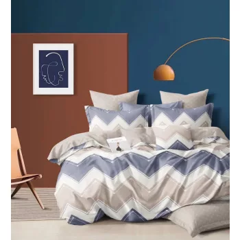 Agyneműhuzat Amaury bézs szürke zig zag 