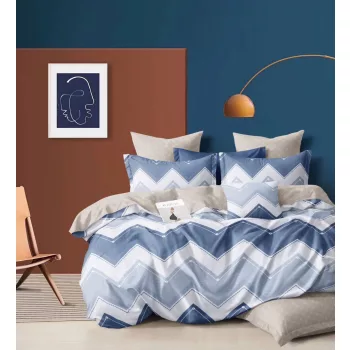 Agyneműhuzat Amaury kék zig zag