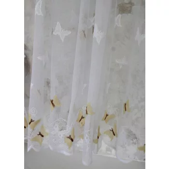 Kész függöny Amelia fehér Bézs pillangó minta 