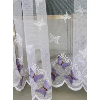 Kész függöny Amelia fehér Lila pillangó minta 