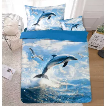 Ágyneműhuzat Animals új kék delfines 3 részes