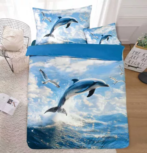 Ágyneműhuzat Animals új kék delfines 3 részes