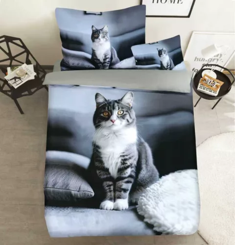 Ágyneműhuzat Animals szürke Cicás  3 részes