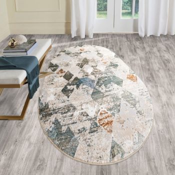   Modern szőnyeg Mykonos 6982 (Beige-Cream) Ovális 160x230cm Bézs-Zöld-Arany