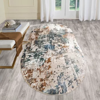   Modern szőnyeg Mykonos 6984 (Cream-Beige) Ovális 60x80cm Bézs-Zöld-Arany
