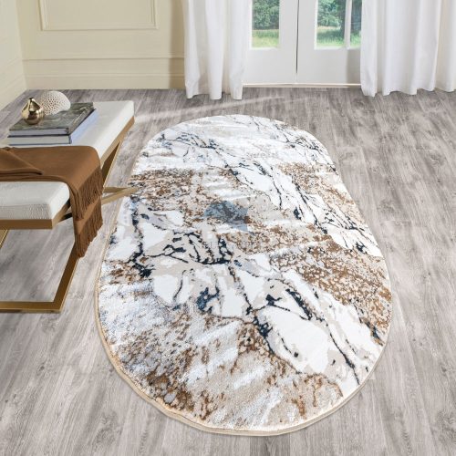 Modern szőnyeg Mykonos 7125 (Cream-Beige) Ovális 120x170cm Bézs-Zöld-Arany