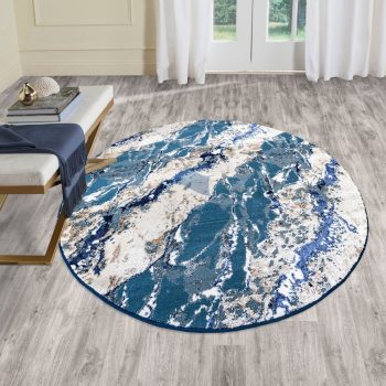   Modern szőnyeg Mykonos 7125 (Cream-Navy) Kerek 120cm Kék-Krém