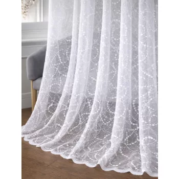   Függöny méteráru Azrah Jacquard Karika-hullám minta 160cm magas Fehér