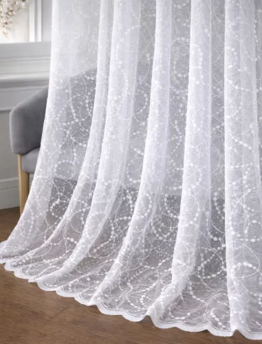 Kész függöny Azrah fehér Karika-vonal minta 