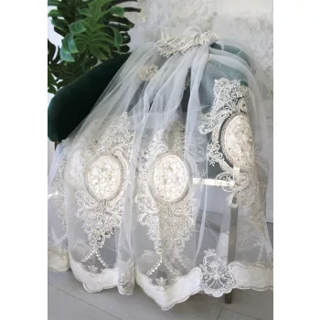 Kész függöny Babylon Barokk törtfehér Karikás Krém