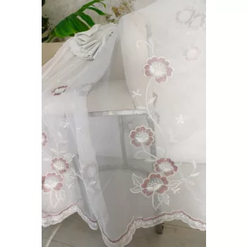 Kész függöny Babylon Barokk törtfehér Karikás Bordó