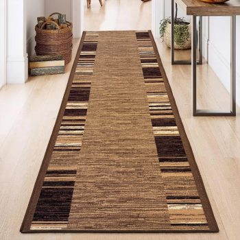   Futószőnyeg Boho Csíkos minta 100cm széles méteráru Bézs