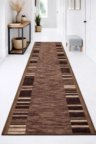 Futószőnyeg Boho Csíkos minta 67cm széles méteráru Barna