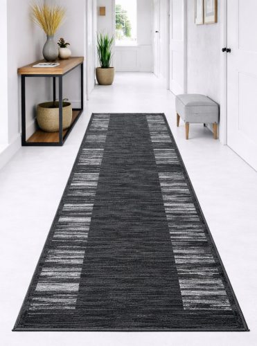 Futószőnyeg Boho Csíkos minta 80cm széles méteráru Sötétszürke