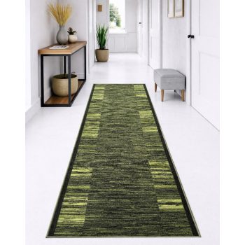   Futószőnyeg Boho Csíkos minta 80cm széles méteráru Zöld