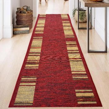   Futószőnyeg Boho Csíkos minta 80cm széles méteráru Piros