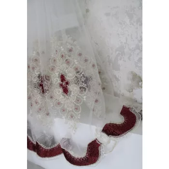 Kész függöny Bolero 77 Barokk törtfehér Piros 