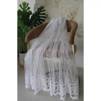 Kész függöny Brilant (1695) hímzett Fehér 300x160cm