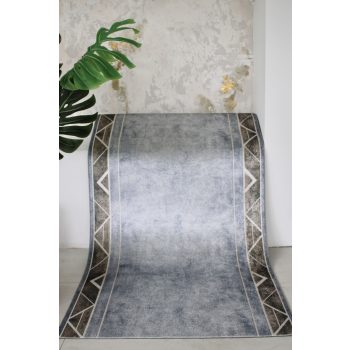   Futószőnyeg Brillant Geometrikus keretes minta 80cm széles méteráru Kék