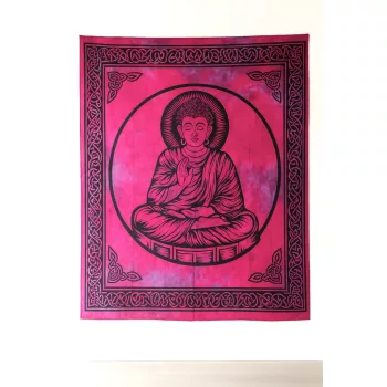 Indiai Ágytakaró Buddha pamut rózsaszín  205x230cm