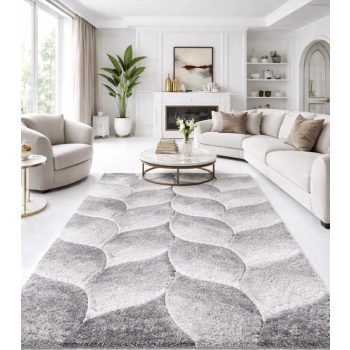 Shaggy szőnyeg California 3D 481 (Grey White)