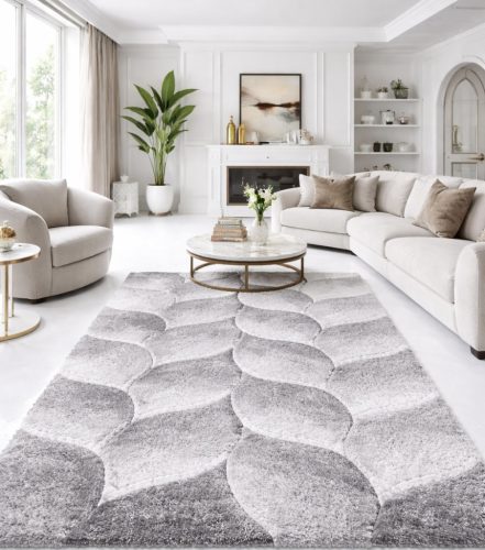 Shaggy szőnyeg California 3D 481 (Grey White)