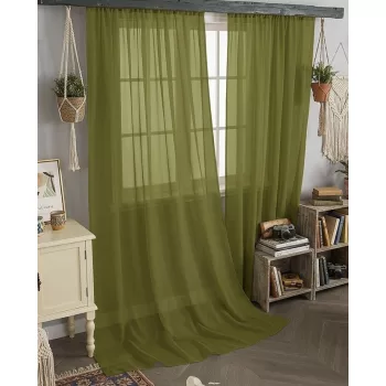 Függöny méteráru Lux Voile Damaskus 290cm magas Zöld