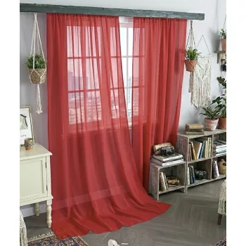 Függöny méteráru Lux Voile Damaskus 290cm magas Piros