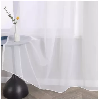   Kész függöny Damaskus voile Fehér 300x180cm Rúdra húzható