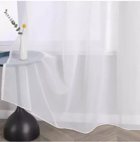 Kész függöny Damaskus voile Fehér 300x180cm Rúdra húzható