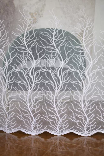 Függöny méteráru Jacquard Életfa minta 160cm magas Fehér