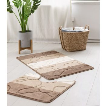    Fürdőszoba szőnyeg Extra Nagy barna vonalas 2 részes 60x100cm
