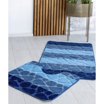    Fürdőszoba szőnyeg Extra Nagy kék geometrikus 2 részes 60x100cm